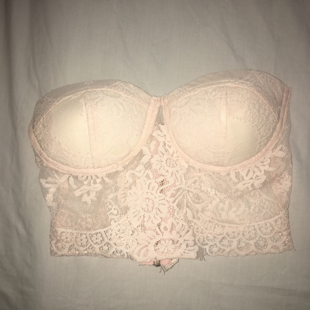 Distressed lace corset top
